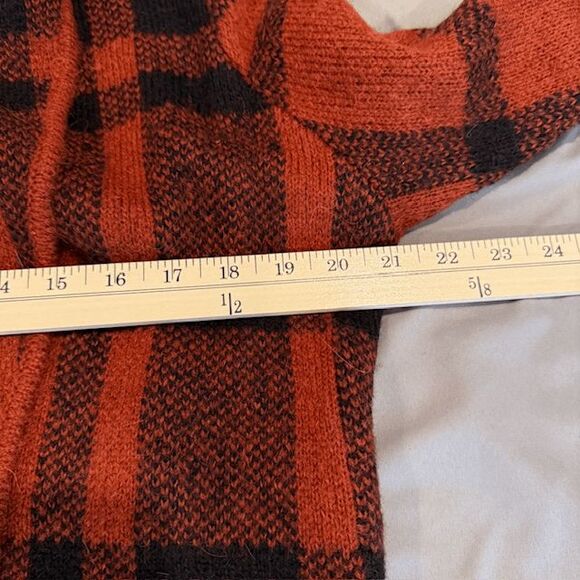 Soft Surroundings Wool Alpaca Blend Cozy Cottage Open Cardigan Red Plaid Small - Picture 9 of 11